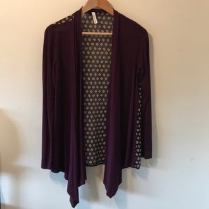 Purple cardigan with semi sheer flower design
